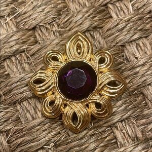 Elegant Gold and Purple Brooch